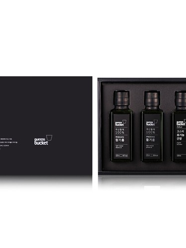 [쿠엔즈버킷] 참기름 x 들기름 x 유기농간장 각 100ml 3종세트 + 쇼핑백 (백화점 판매용)