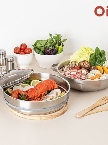 [실버스타] 오아이씨 통삼중 인덕션IH 2단 스텐찜솥 30cm(30궁중전골+찜기(패킹포함))