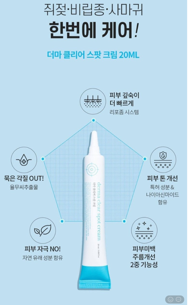 상품코드 : DD004 담다다담 쥐젖 크림 더마클리어스팟크림_20ml (카톤발주용)