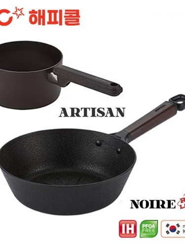 [해피콜] 누아르 레드라벨 IH 궁중팬 28cm (통우드핸들) + 아티젠 IH 밀크팟 16cm 2종세트 (HCNAR-005)