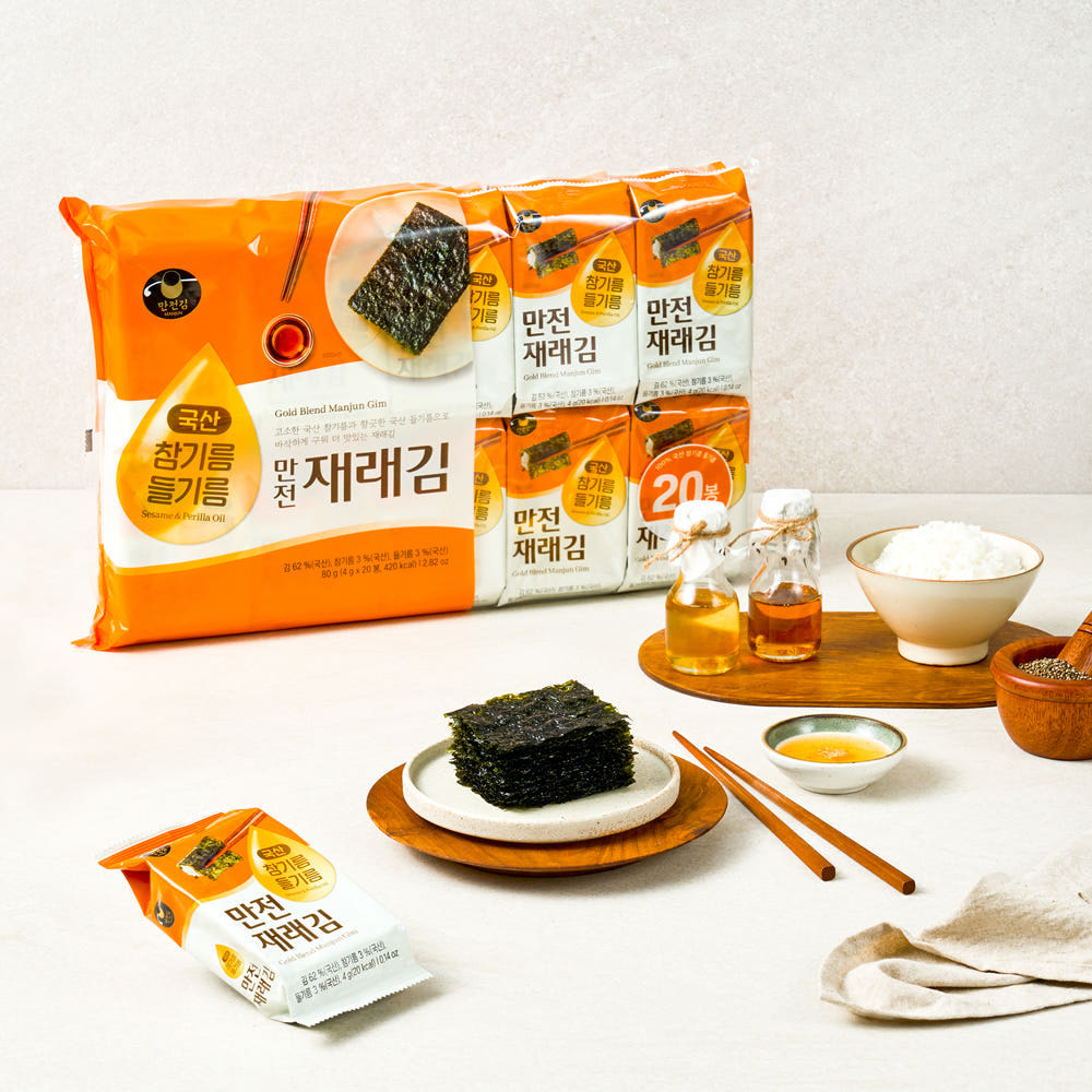 상품코드 : MJ007 국산 참기름 들기름 만전재래김 4g x 20봉 80g