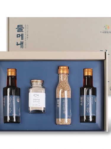 들메네 참기름 4종 세트(참기름2, 통깨, 함초소금)
