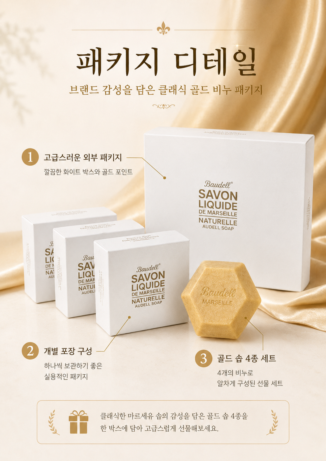 상품코드 : GLB0125 보델 마르세유 골드 솝 4종 선물세트