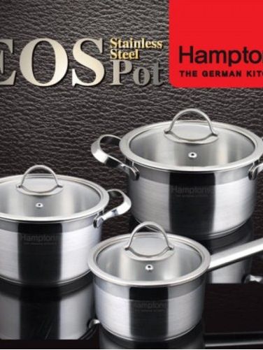 [햄튼] EOS 인덕션 3중 바닥 냄비 3종 세트 (6P) 16CM(편수)+18CM(양수)+20CM(전골) (HEOS-16S18P20C)