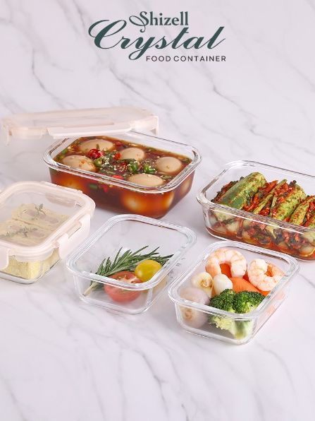[쉬젤] 크리스탈 내열밀폐용기 직사각5종세트 (직사각400ml*3ea+640ml*2ea)