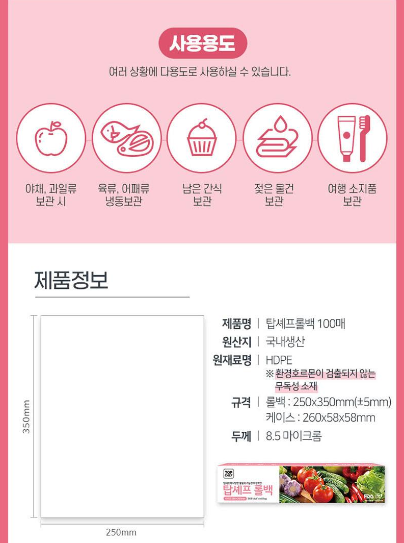 상품코드 : UB059 고무장갑32cm 롤백100매 크린백3종 키친타올(6종)대