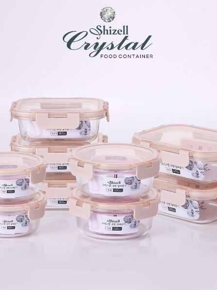 [쉬젤] 크리스탈 내열밀폐용기 혼합9종세트 직사각5종(직사각640ml*2ea+400ml*3ea)+ 원형4종(원형400ml*2ea+620ml*2ea)