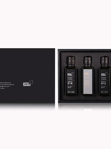 [쿠엔즈버킷] 참기름 x 들기름 x 생들기름 100ml 3종세트 + 쇼핑백 (백화점 판매용)
