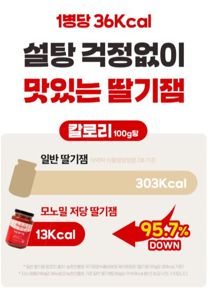 비타민마을 모노밀 저당잼 알룰로스 딸기잼 280g