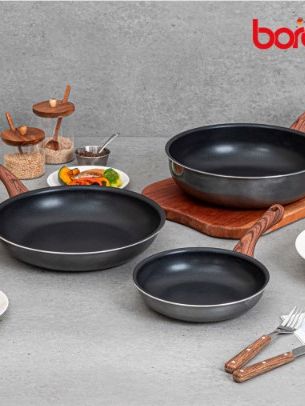 [보랄] IH 우드 후라이팬 3종 세트(후라이팬20cm, 28cm, 궁중팬28cm)