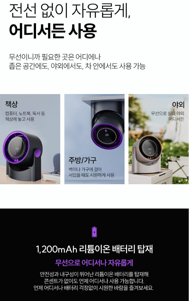 비레토 탁상및벽걸이용 무선 미니 서큘레이터 2종