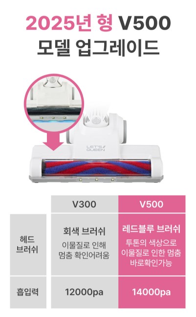 상품코드 : K567 레츠퀸 초경량 프리미엄 무선청소기 V500