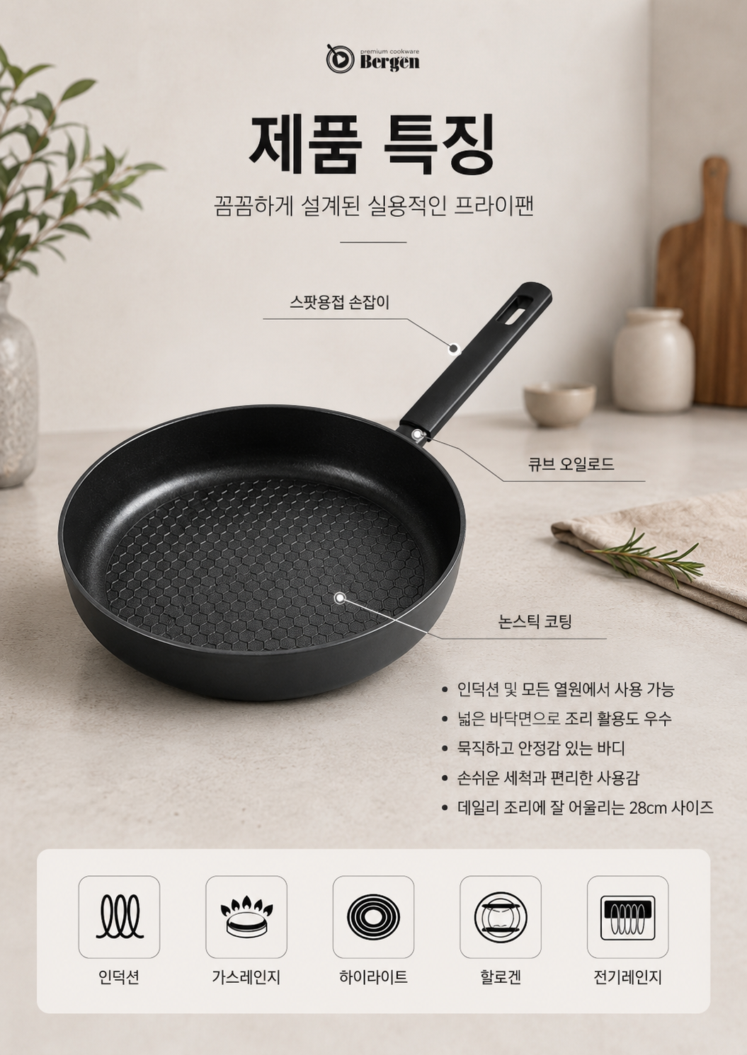 상품코드 : GLB095 베르겐 IH 블랙팬 28cm