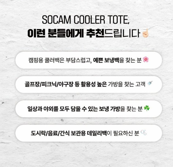 소캄 강력보냉 감성쿨러백 민트