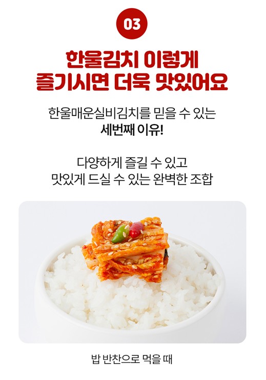 상품코드 : HAN002 왕애밥상 매운실비김치 500g