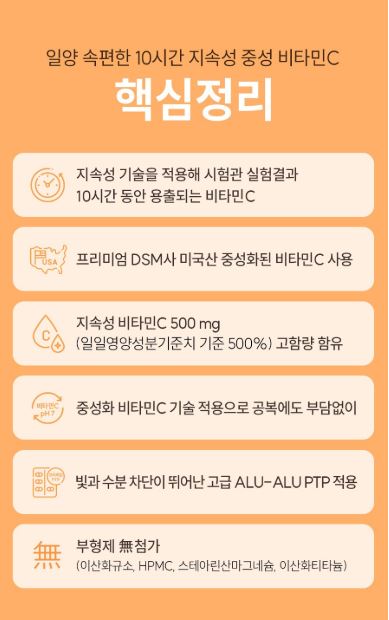 [일양약품] 속편한 10시간 지속성 중성 비타민C 810mg x 60정 1개