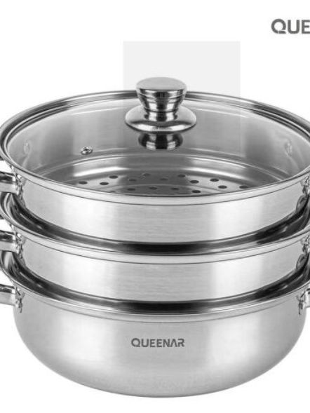 [퀸나] 트윙클 스테인레스 3단 찜기 (QNSM-300S)