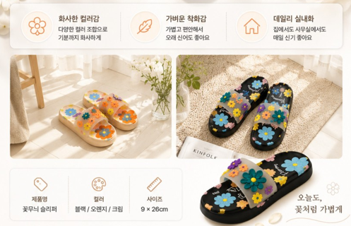 상품코드 : HAS053 꽃무늬 슬리퍼