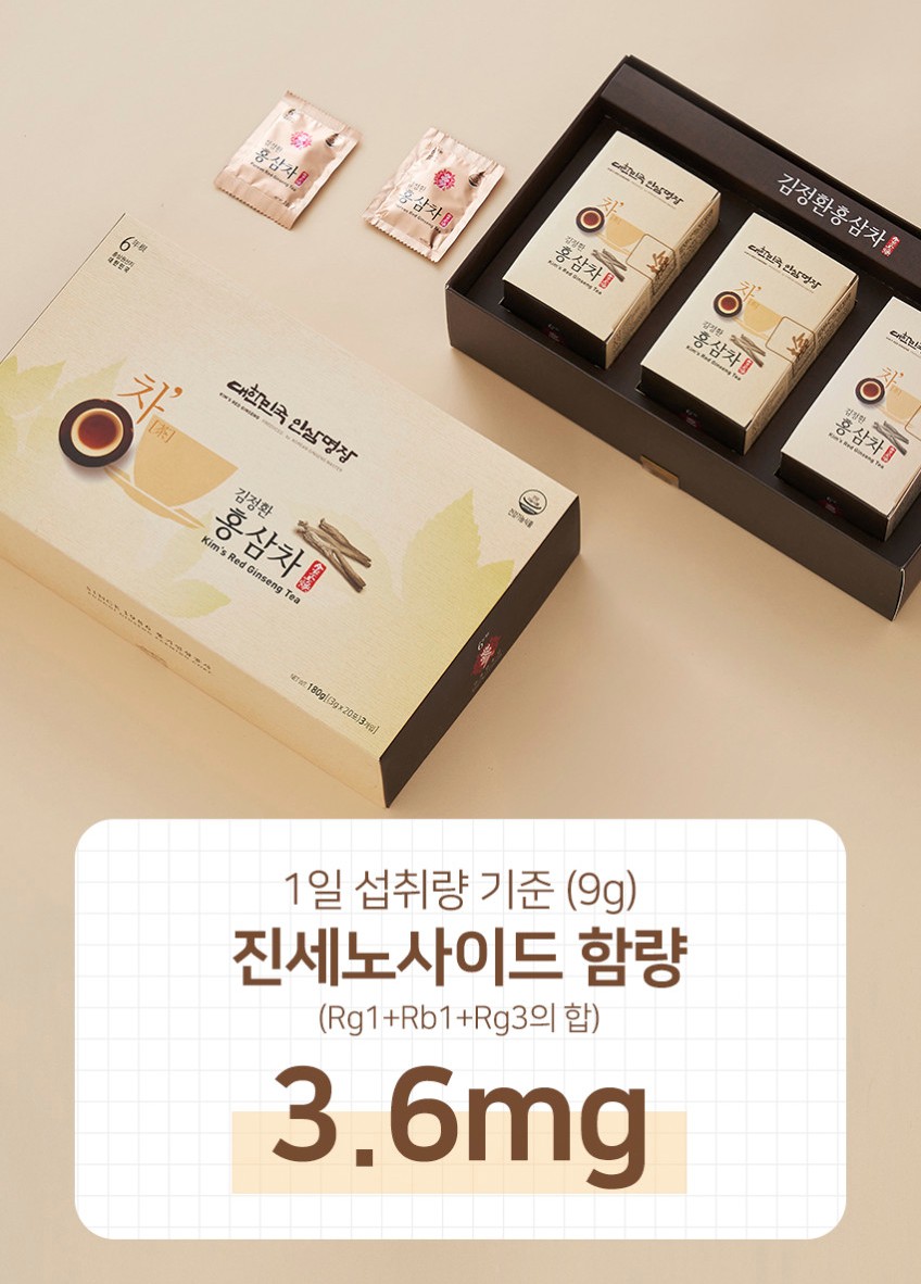 상품코드 : KJH007 김정환 과립형 6년근 홍삼차 60포 (쇼핑백포함)