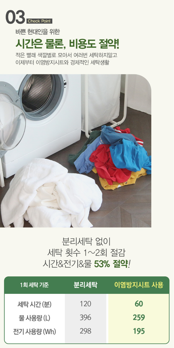 상품코드 : BGE004 [비긴에코] 안심세탁 이염방지시트 100매입