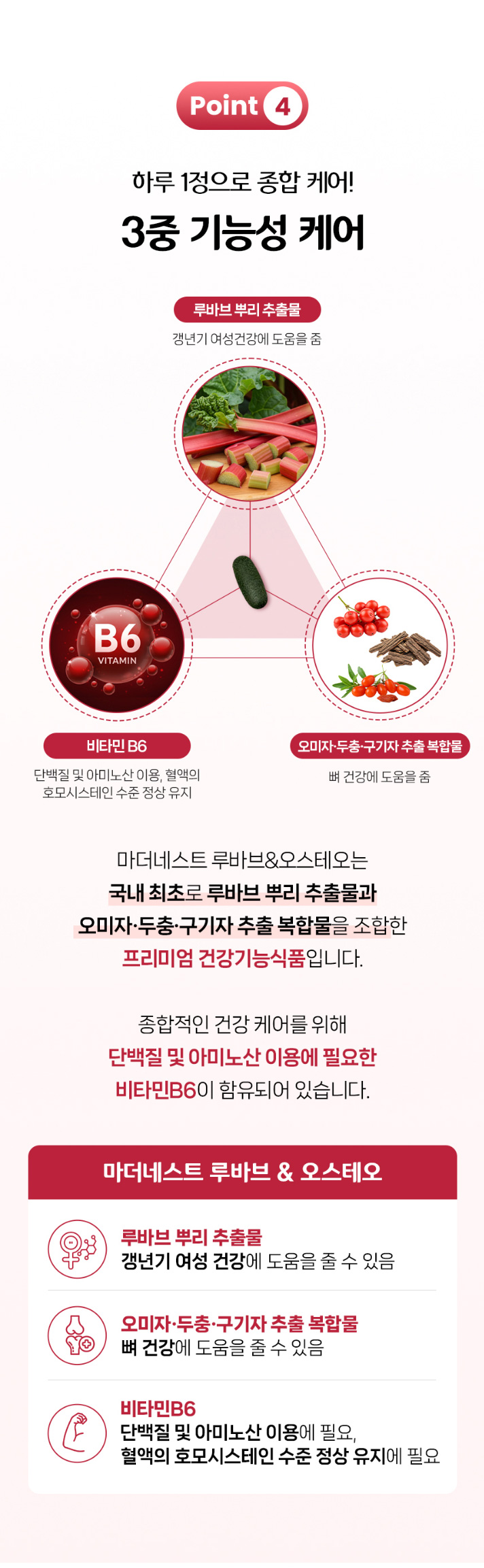상품코드 : MN007 [마더네스트] 루바브 & 오스테오 여성 갱년기 개별인정형 영양제 30정