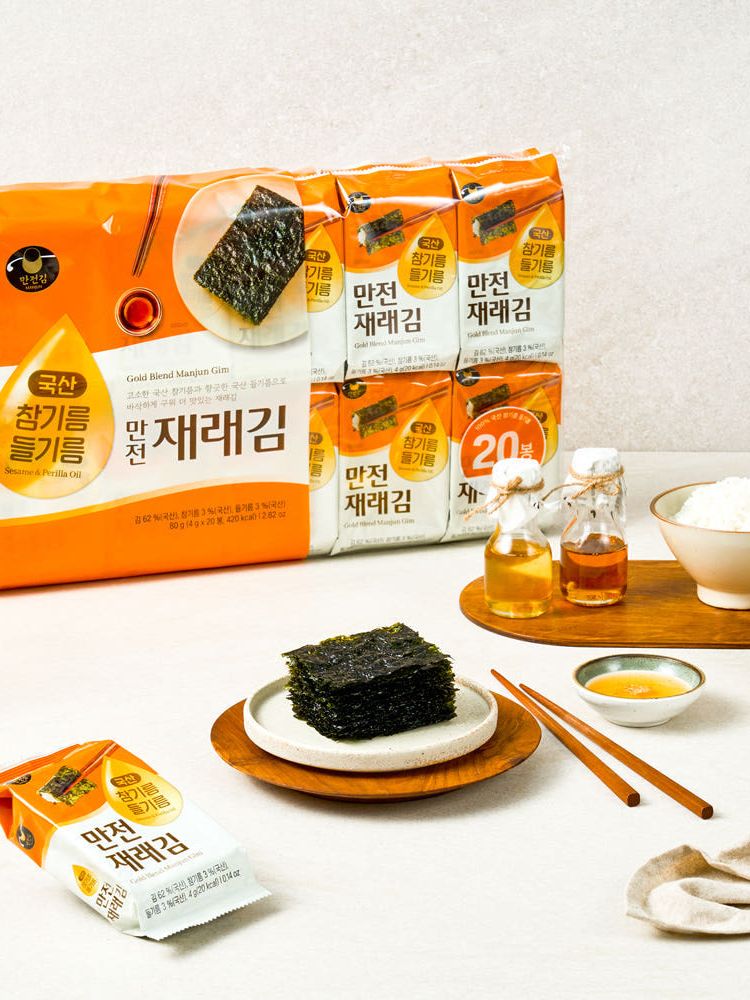 국산 참기름 들기름 만전재래김 4g x 20봉 80g