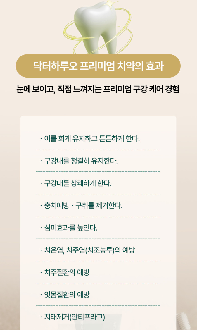 닥터하루오 착색 입냄새 잇몸 프리미엄 치약 150g