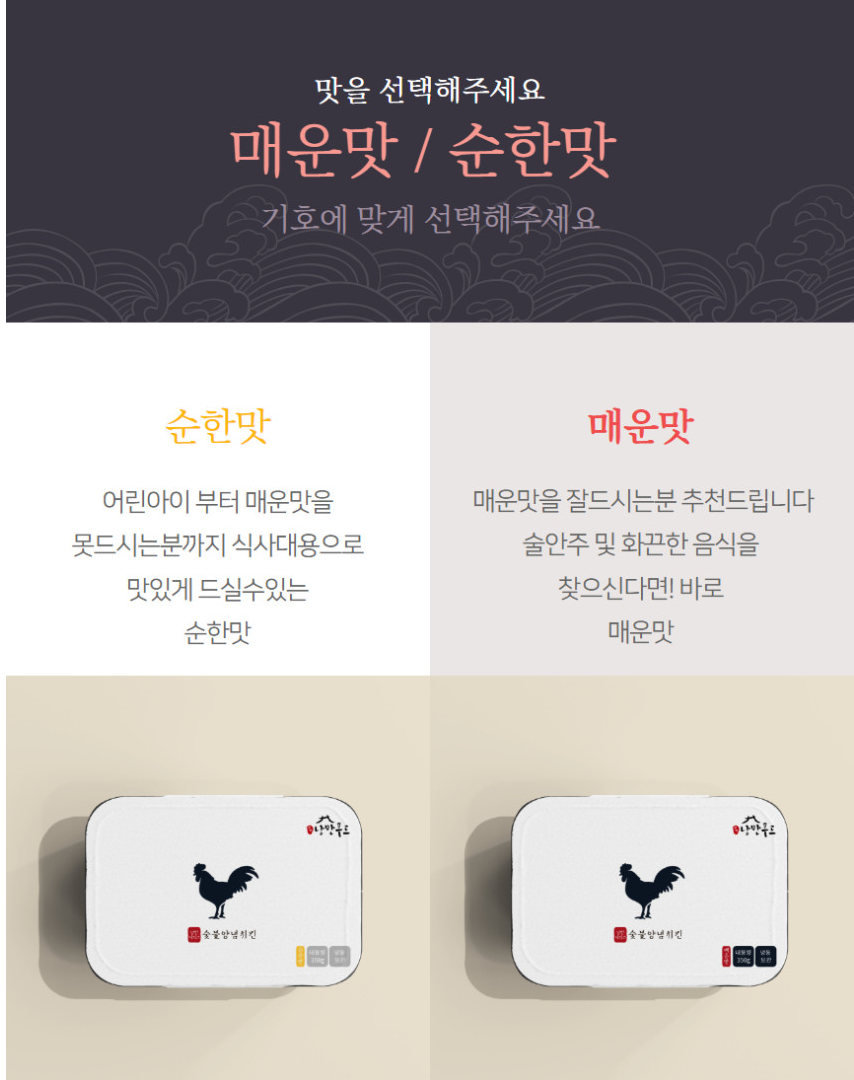 상품코드 : HPF001 치밥 전용 불맛 가득 숯불양념치킨 300g (순한맛/매운맛)