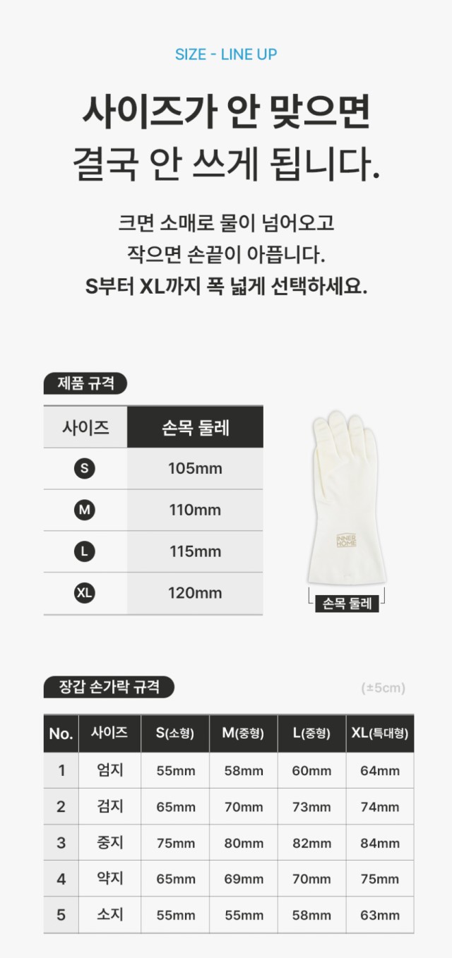 상품코드 : BRN002 이너홈 튼튼 니트릴 고무장갑 (S,M,L,XL)