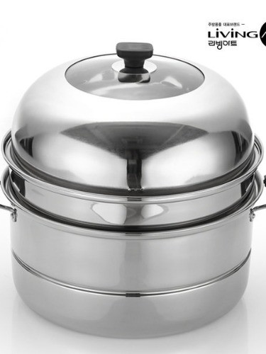 [리빙아트] 제로 스텐냄비 3단찜기(36cm)(인덕션X)