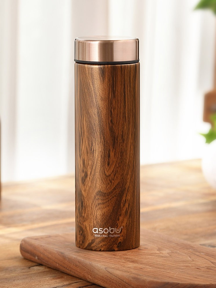[아소부] 스텐 진공 보온보냉 텀블러 500ml 르바통 우드