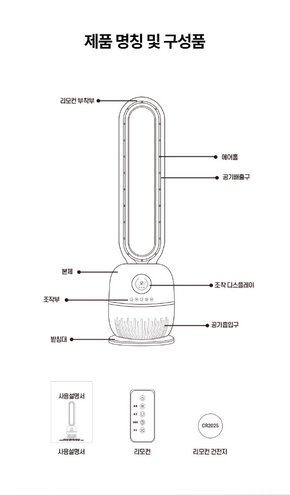 상품코드 : J626 [스퀘어가든] 에어큐 날개 없는 선풍기 (SQ-T5002)