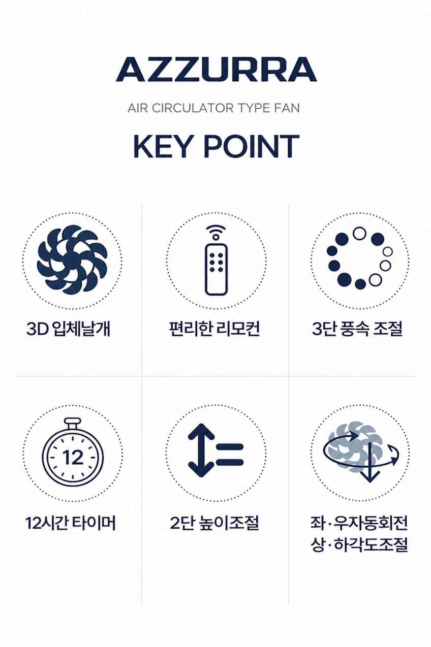 아쥬라 AZZURRA 써큘레이터형 저소음 리모컨 선풍기