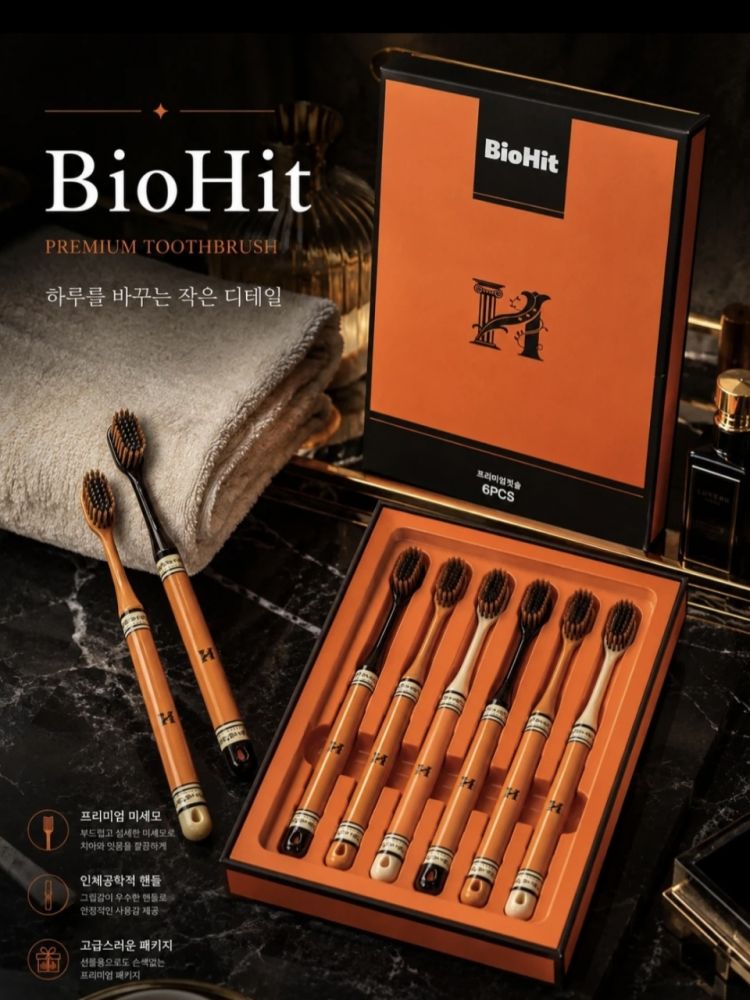 바이오히트 칫솔 세트 6p (일반 칫솔모) (카톤발주용)