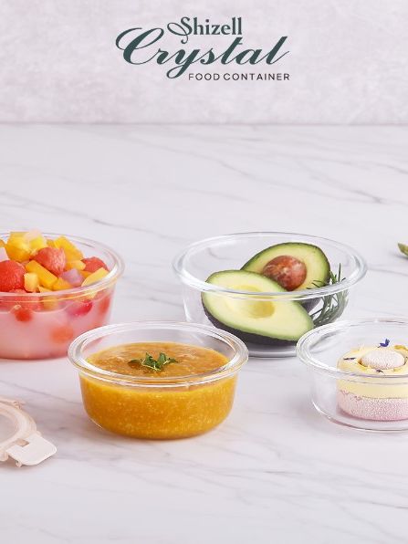 [쉬젤] 크리스탈 내열밀폐용기 원형4종세트 (원형400ml*2ea+620ml*2ea)
