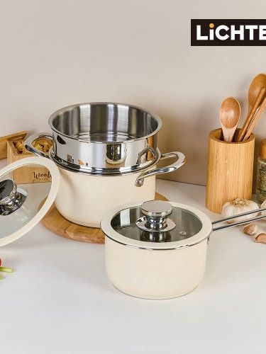 [리히텐] 베이직 스테인리스 3종세트 (편수냄비18cm 양수냄비20cm 찜기20cm)