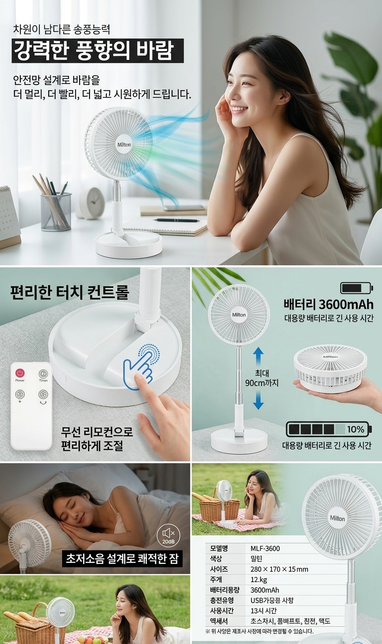 상품코드 : HAS036 밀튼 리모컨 데스크팬