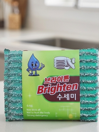 브라이튼 폴리면사 울스텐 주방 수세미 4장 130mm X 90mm
