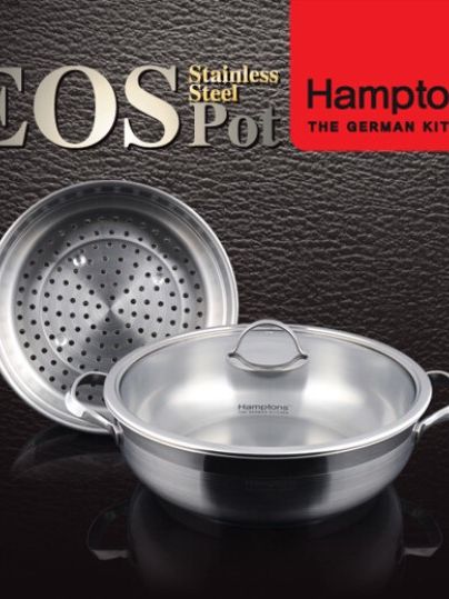 [햄튼] EOS 인덕션 3중 바닥 냄비 28CM(궁중전골)+28CM(찜기) (HEOS-28PS)