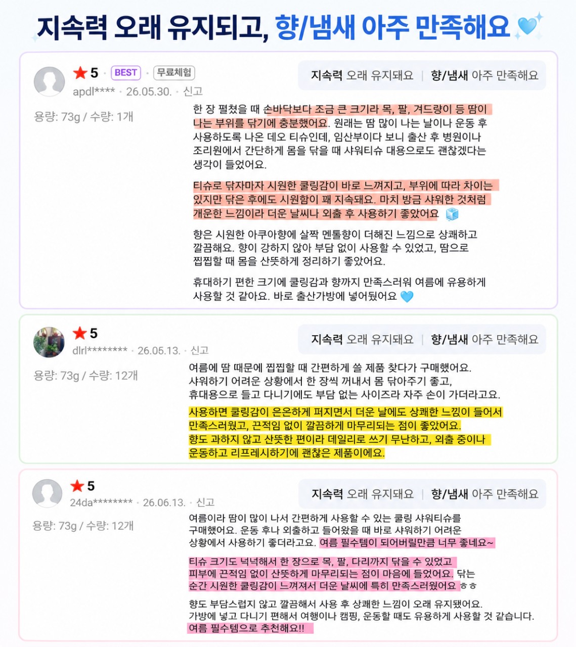 상품코드 : PT005 쏘쿨 쿨링 쿨패치 데오드란트 티슈 아쿠아향 15매입