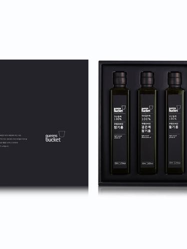 [쿠엔즈버킷] 참기름 x 들기름 x 검은깨참기름 200ml 3종세트 + 쇼핑백 (백화점 판매용)