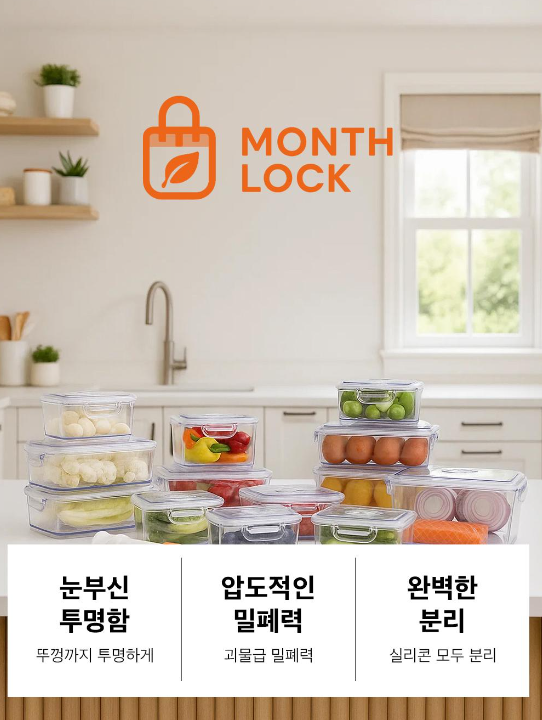 상품코드 : CNK010 최강밀폐력! 몬스락 진공밀폐용기 5종세트 (국산)