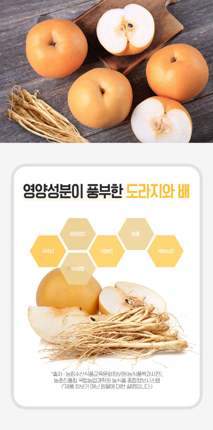 상품코드 : CND013 [참앤들] 국내산 맛있는 도라지와배즙 100mlx30포