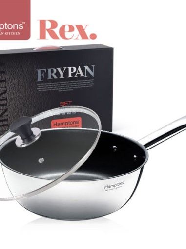 [햄튼] 렉스 스텐 인덕션 코팅 세프팬24CM(HTRF-24W)+유리뚜껑