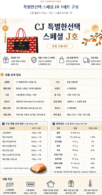 상품코드 : HAS081 CJ 스페셜 J호 선물세트