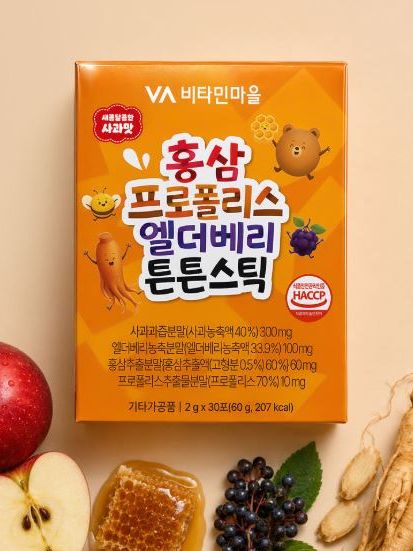 [비타민마을] 홍삼 프로폴리스 엘더베리 튼튼스틱 2g×30포