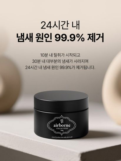 <30분 내 99% 탈취> 에어본 고체 실내용 탈취제 블랙 300g