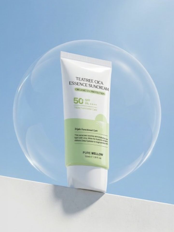 [퓨어멜로우] 티트리 시카 에센스 선크림 50ml (유기자차 SPF50+ PA++++)