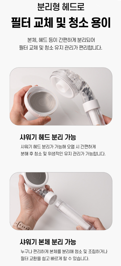 클린데일리 3단수압조절 샤워기세트(필터7개)