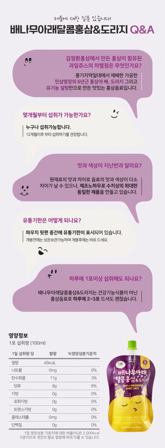 상품코드 : KJH008 배나무아래 달콤 홍삼 & 도라지 10포